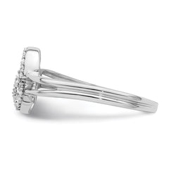 Sterling Silver Rhodium PlatedDiamond Heart Ring - 3