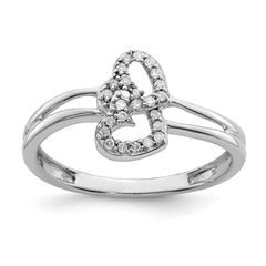 Sterling Silver Rhodium PlatedDiamond Heart Ring - 3