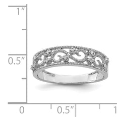 Sterling Silver Rhodium Plated Fancy Diamond Band - 3