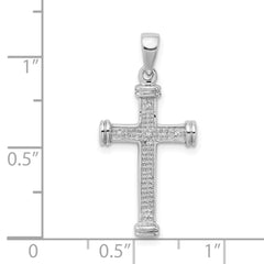 Sterling Silver Rhodium Diamond Cross Pendant - 3