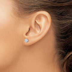 White Night Sterling Silver Rhodium-plated Diamond Circle Post Earrings