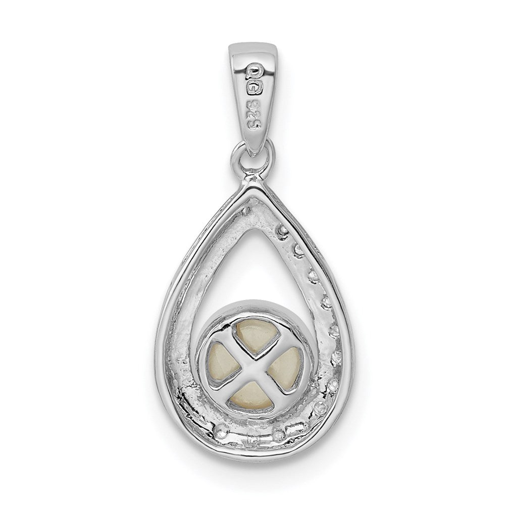Sterling Silver Rhodium FW Cultured Pearl & Diamond Pendant - 2