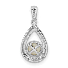 Sterling Silver Rhodium FW Cultured Pearl & Diamond Pendant - 2