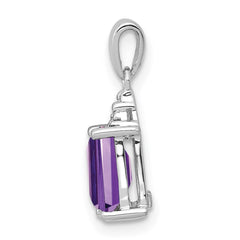 Sterling Silver Rhodium Plated Amethyst and Diamond Pendant - 2