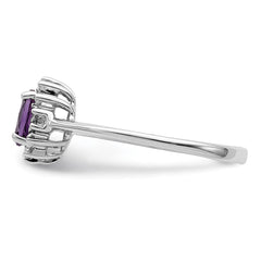 Sterling Silver Rhodium Amethyst & Diamond Ring - 2
