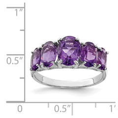 Sterling Silver Rhodium Amethyst Ring - 3