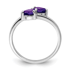Sterling Silver Rhodium Amethyst & Diamond Heart Ring - 2