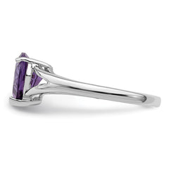 Sterling Silver Rhodium Amethyst Ring - 5