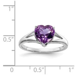Sterling Silver Rhodium Amethyst Ring - 5
