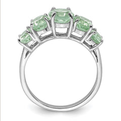 Sterling Silver Rhodium Green Quartz Ring - 7