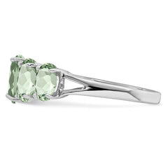Sterling Silver Rhodium Green Quartz Ring - 7