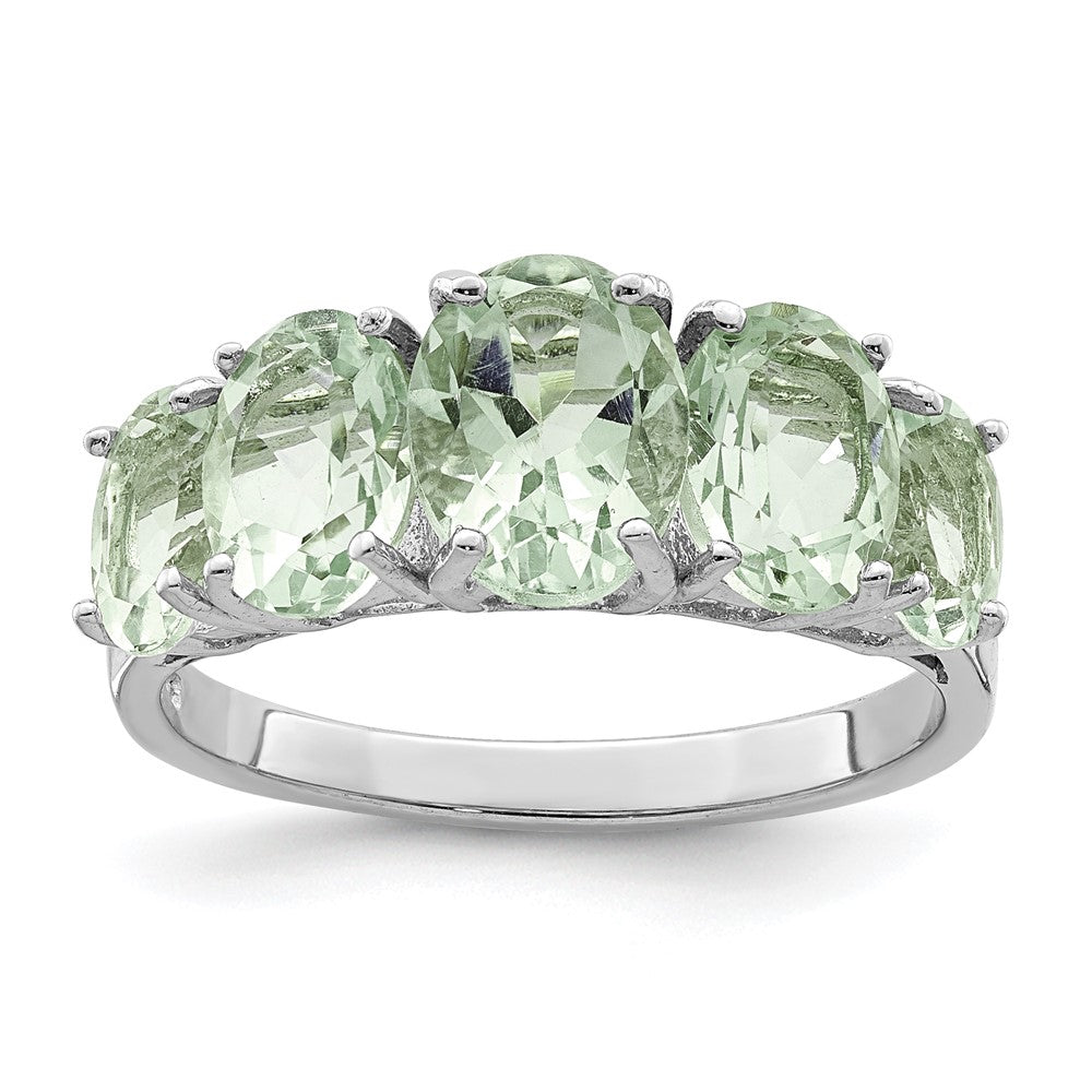 Sterling Silver Rhodium Green Quartz Ring - 3