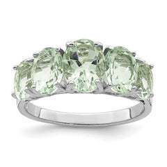Sterling Silver Rhodium Green Quartz Ring - 7