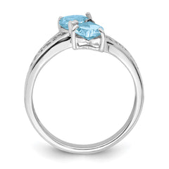 Sterling Silver Rhodium Light Swiss Blue Topaz Heart Ring - 2