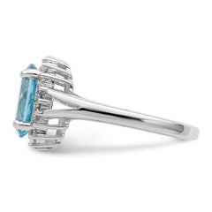 Sterling Silver Rhodium Swiss Blue Topaz & Diamond Ring - 2