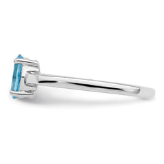 Sterling Silver Rhodium Light Swiss Blue Topaz Ring - 2