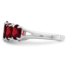 Sterling Silver Rhodium Garnet Ring - 2