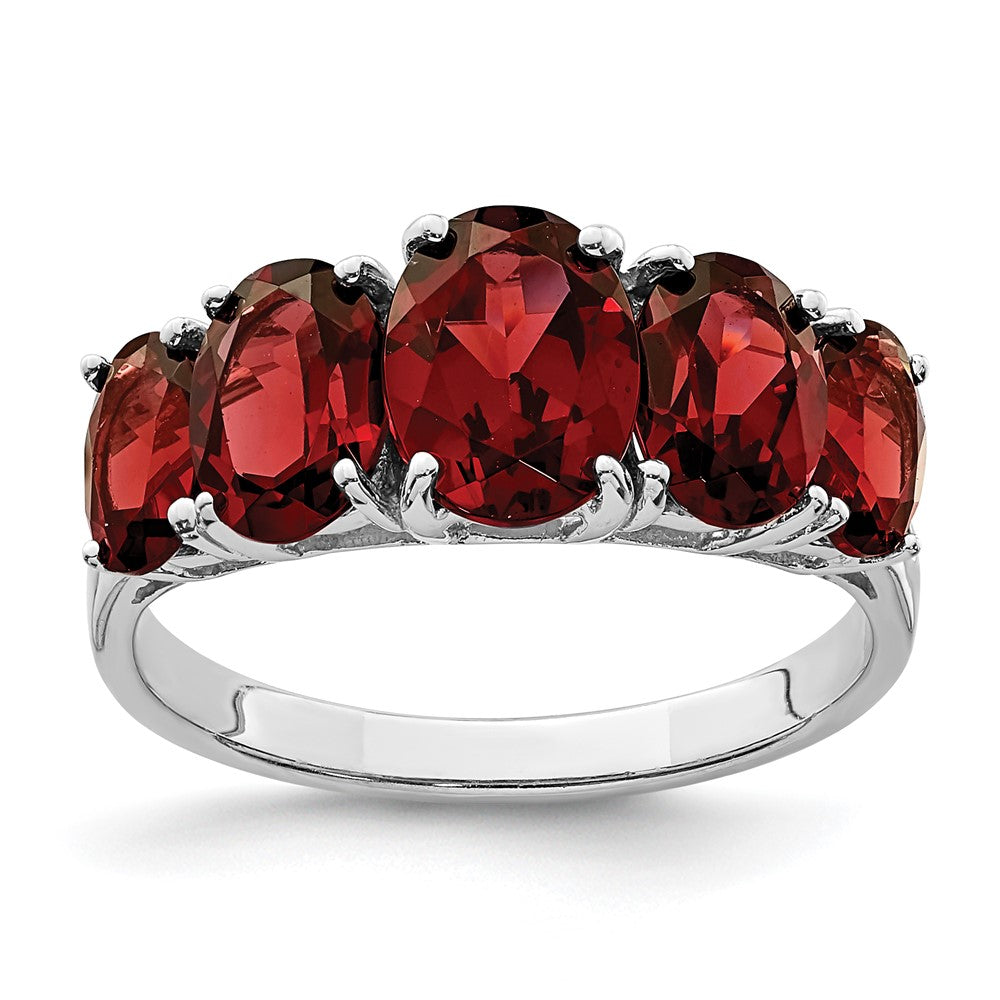 Sterling Silver Rhodium-plated Garnet Ring - 3