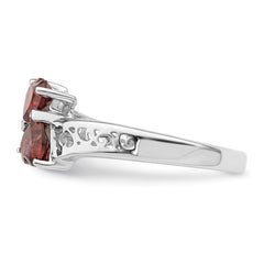 Sterling Silver Rhodium-plated Garnet Heart Ring