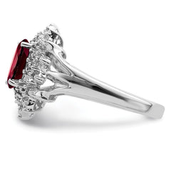 Sterling Silver Rhodium-plated Garnet & Diamond Ring - 11