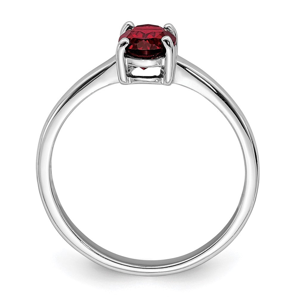 Sterling Silver Rhodium Garnet Ring - 8