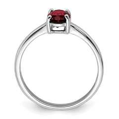 Sterling Silver Rhodium Garnet Ring - 8