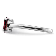 Sterling Silver Rhodium Garnet Ring - 8