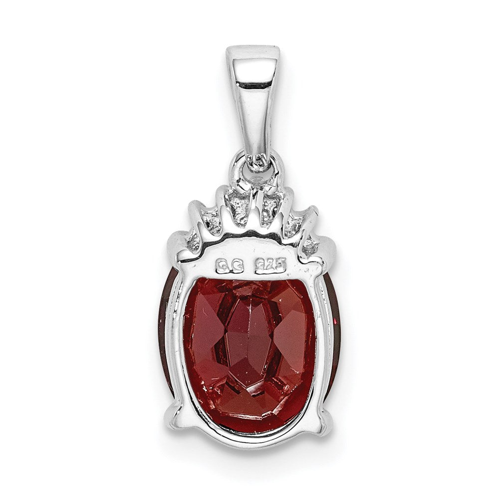 Sterling Silver Rhodium Garnet & Diamond Pendant - 3