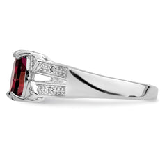 Sterling Silver Rhodium-plated Garnet & Diamond Ring - 3