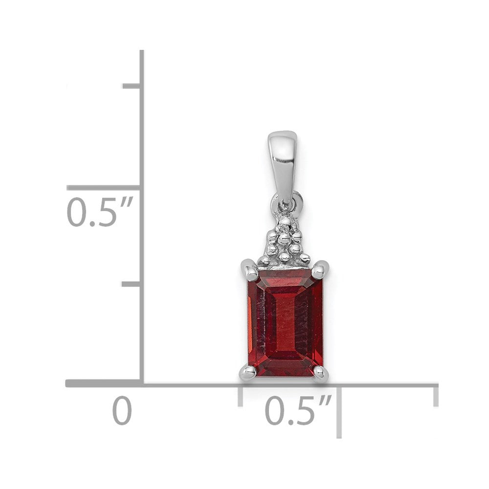Sterling Silver Rhodium Garnet & Diamond Pendant - 4