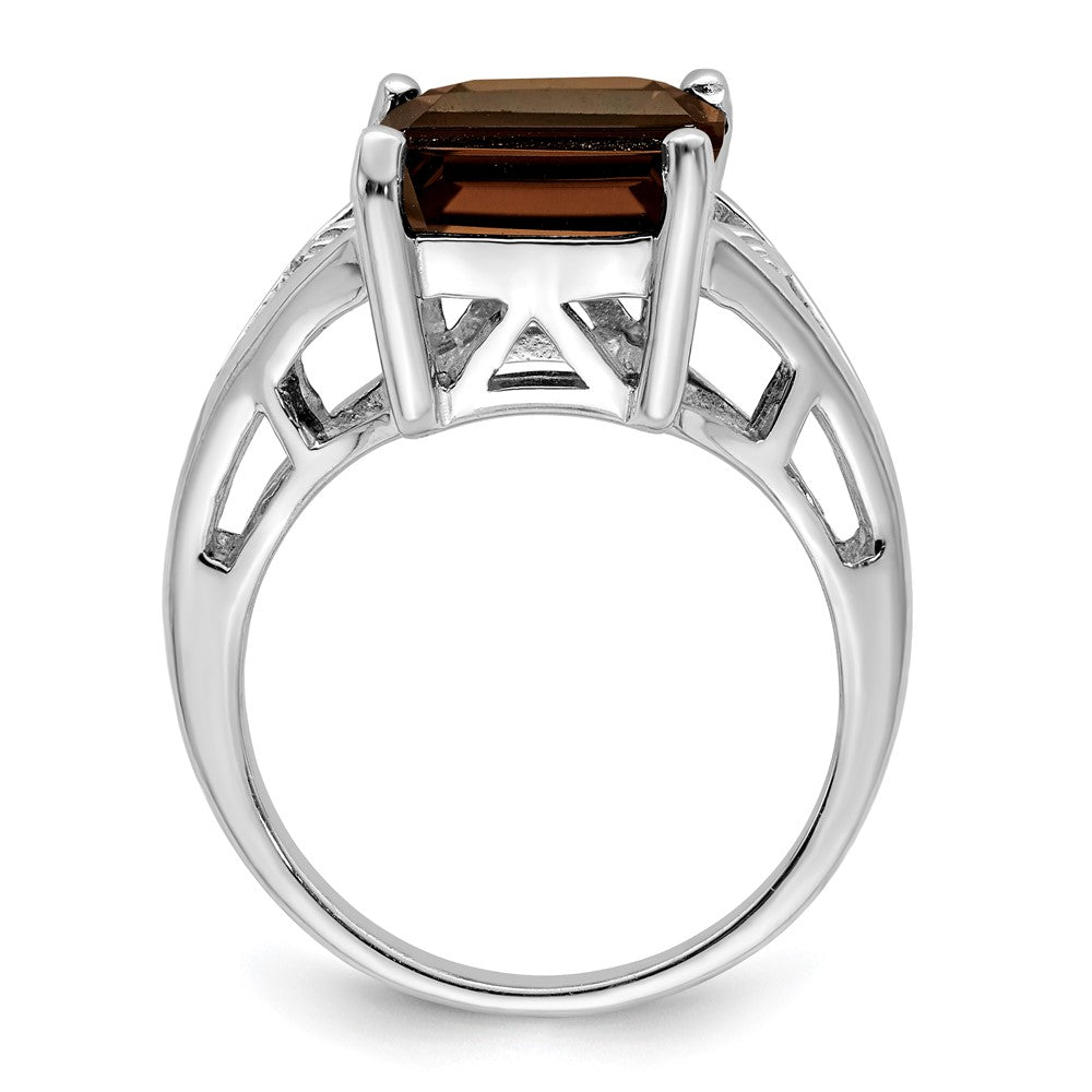 Sterling Silver Rhodium Smoky Quartz Ring - 18