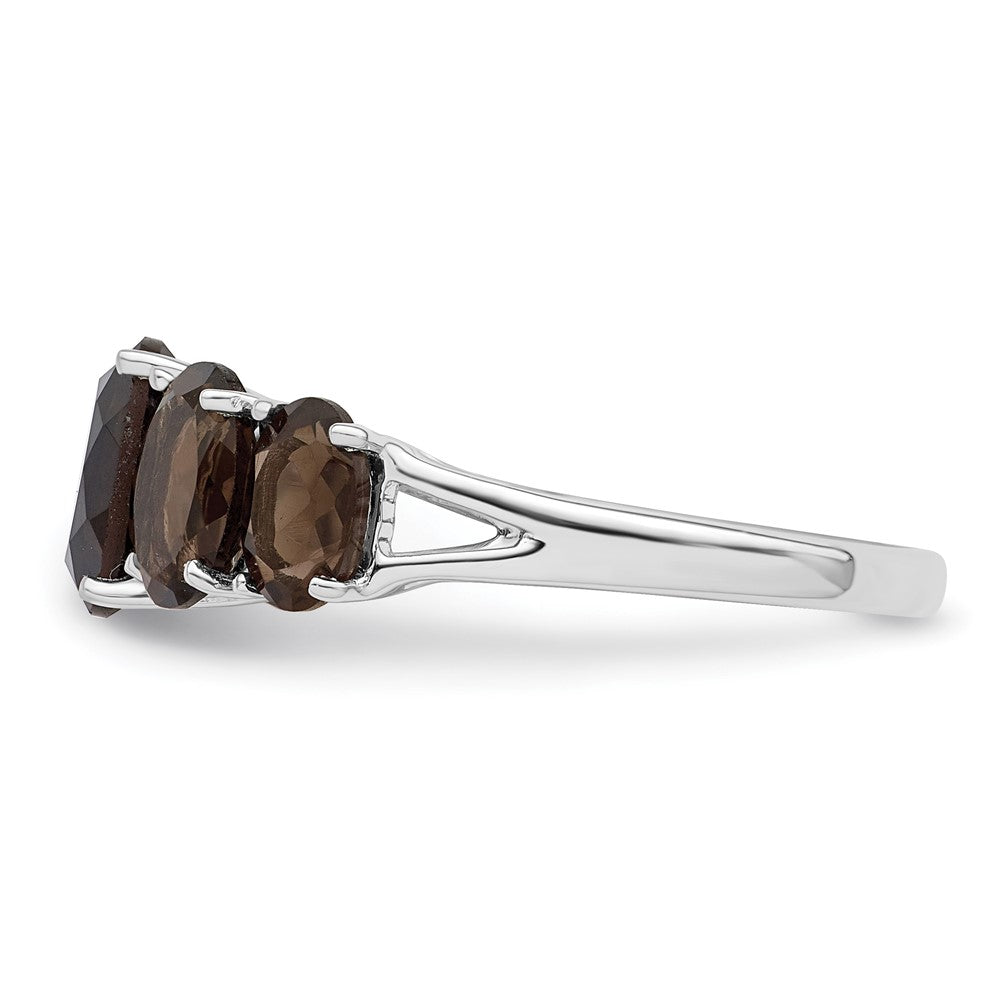 Sterling Silver Rhodium Smoky Quartz Ring - 21
