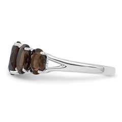 Sterling Silver Rhodium Smoky Quartz Ring - 11