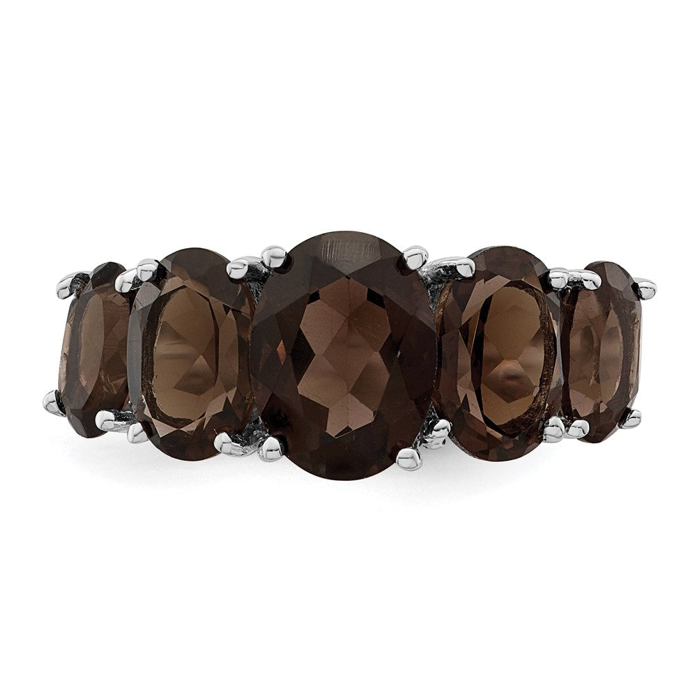 Sterling Silver Rhodium Smoky Quartz Ring - 21