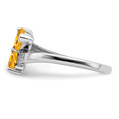 Sterling Silver Rhodium Citrine & Diamond Heart Ring - 2