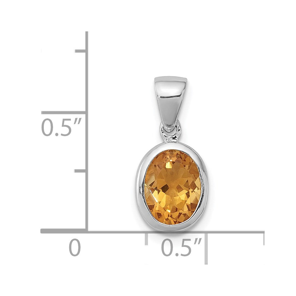 Sterling Silver Rhodium Citrine Pendant - 2
