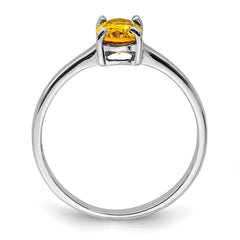 Sterling Silver Rhodium Citrine Ring - 6