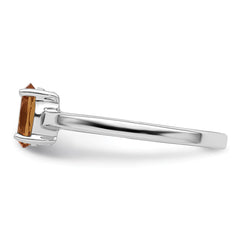 Sterling Silver Rhodium Citrine Ring - 6