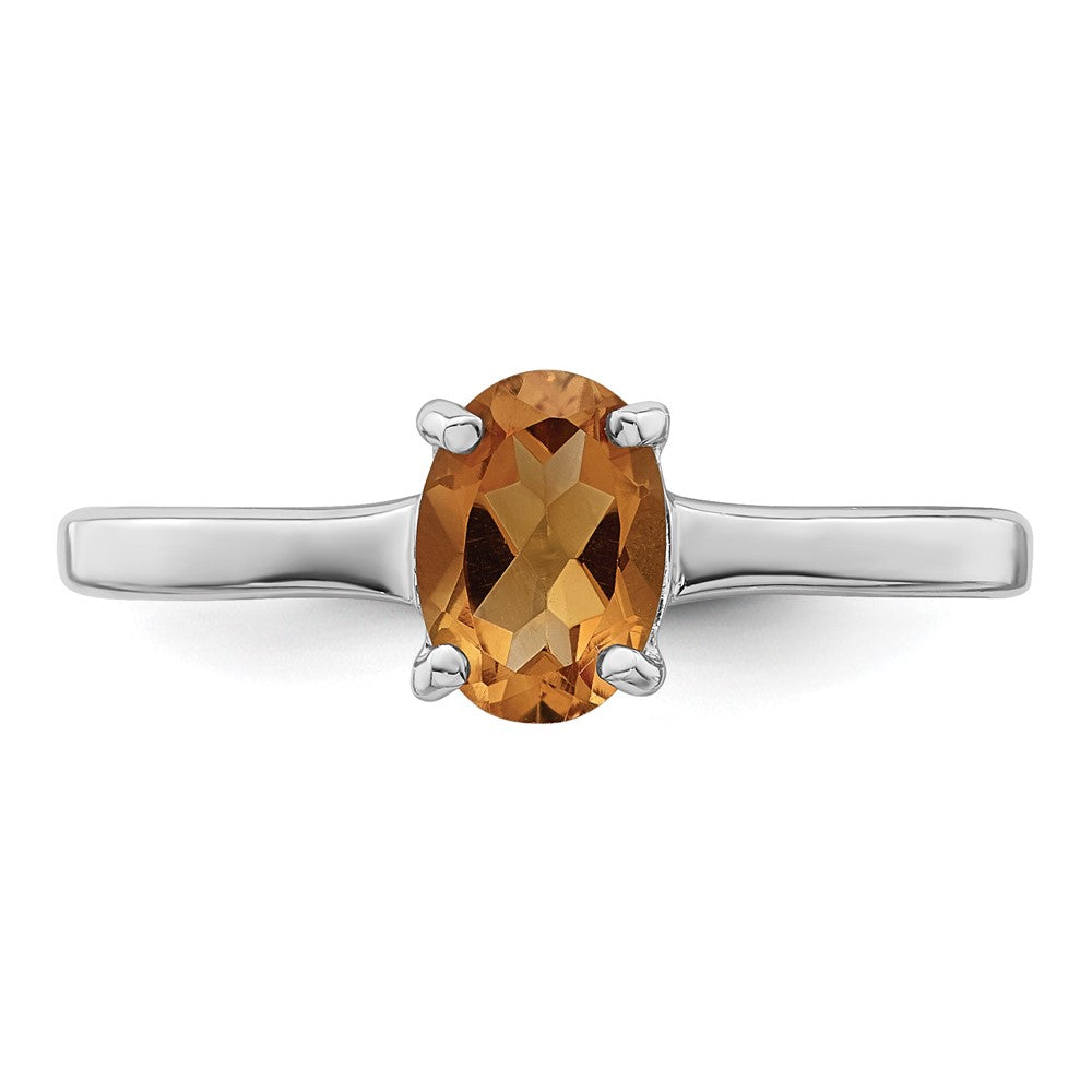 Sterling Silver Rhodium Citrine Ring - 7