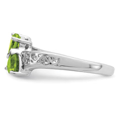 Sterling Silver Rhodium Peridot Heart Ring - 3