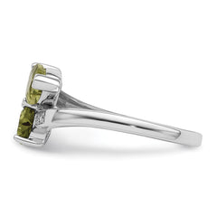 Sterling Silver Rhodium Peridot & Diamond Heart Ring - 2