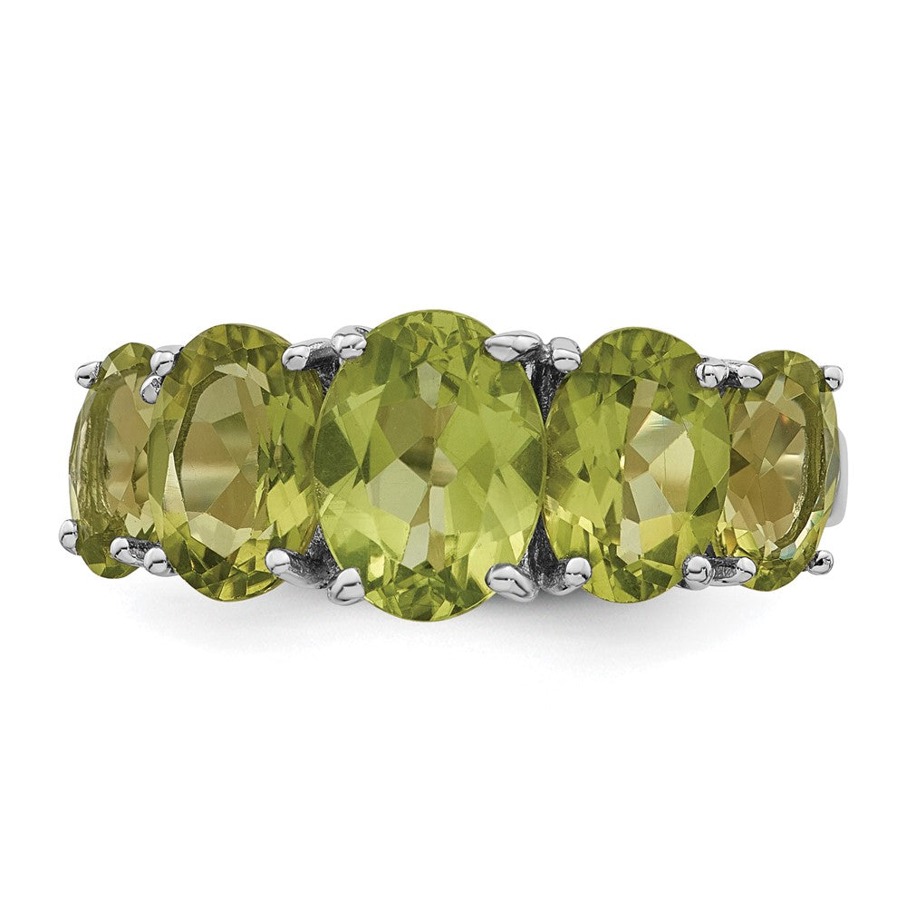 Sterling Silver Rhodium Peridot Ring - 13