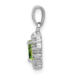 Sterling Silver Rhodium Plated Peridot and Diamond Pendant - 2