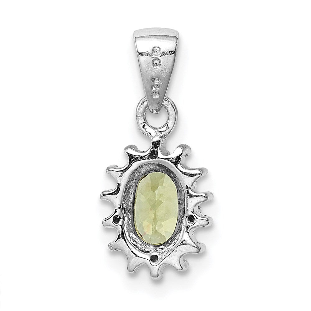 Sterling Silver Rhodium Plated Peridot and Diamond Pendant - 2