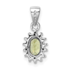 Sterling Silver Rhodium Plated Peridot and Diamond Pendant - 2