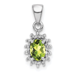 Sterling Silver Rhodium Plated Peridot and Diamond Pendant - 2