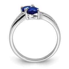 Sterling Silver Rhodium-plated Dark Sapphire Heart Ring - 3