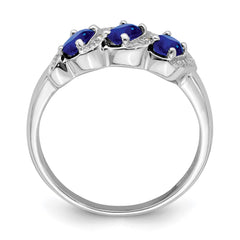 Sterling Silver Rhodium-plated Sapphire & Diamond Ring - 12