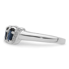Sterling Silver Rhodium-plated Sapphire & Diamond Ring - 4