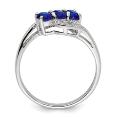 Sterling Silver Rhodium-plated Sapphire & Diamond Ring - 3